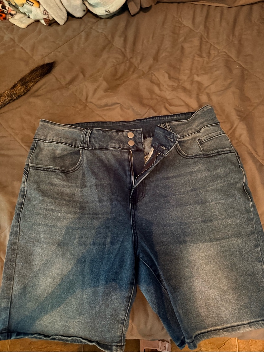 High-Rise Dark Wash Denim Shorts
